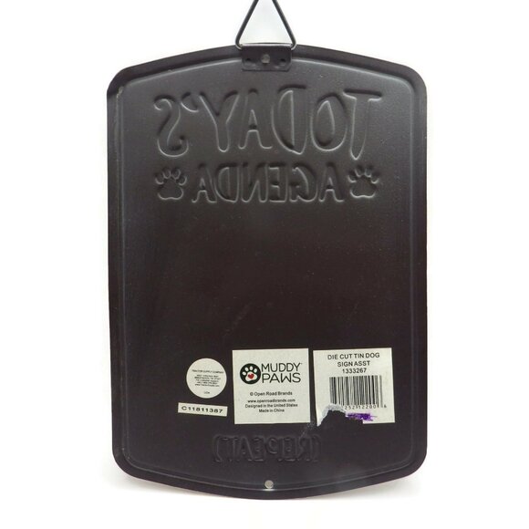 Funny Muddy Paws Tin Dog Sign/ Let Dog In/ Let Dog Out - Picture 2 of 4